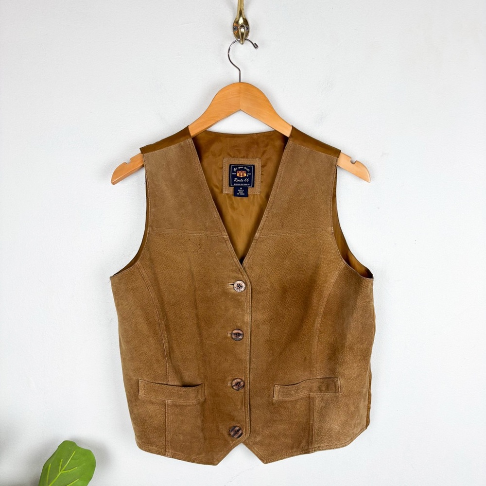 Vintage 90s Route 66 Suede Leather Vest Sz M